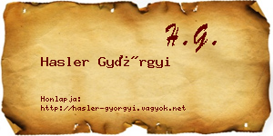 Hasler Györgyi névjegykártya